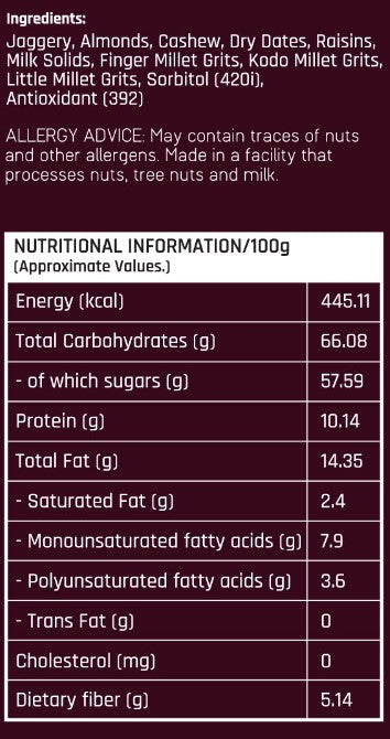 Millet Dry Fruits Bar | Energy Bar - Kiru